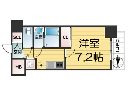 アドバンス大阪城ベレッツァ(1K/14階)の間取り写真