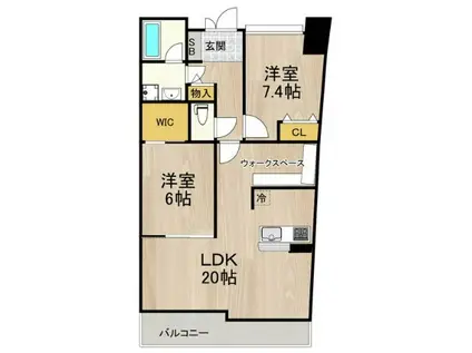 フロンティアタワー難波イースト(2LDK/5階)の間取り写真