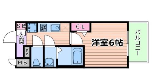 プレサンス深江橋ラヴィゲート(1K/2階)の間取り写真