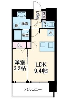 プレサンス緑橋ソレアス(1LDK/13階)の間取り写真