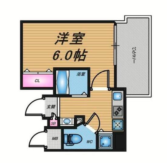 プレサンス天満ステーションフロント(1K/7階)の間取り写真