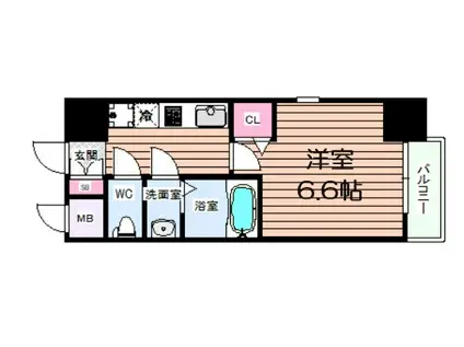 フレアコート梅田(1K/2階)の間取り写真