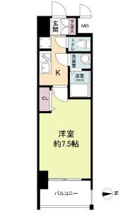 プライムアーバン南森町(1K/9階)の間取り写真