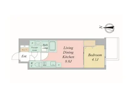 エスリードレジデンス大阪谷町ザ・マークス(1LDK/2階)の間取り写真