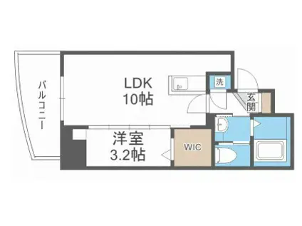 セレニテ堺筋本町プリエ(1LDK/10階)の間取り写真