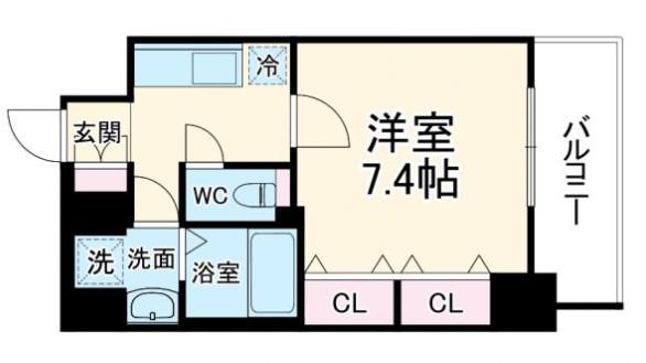 パークフラッツ野田阪神駅前(1K/9階)の間取り写真