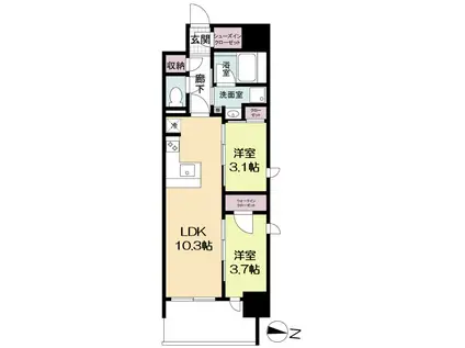 リビオメゾン新大阪(2LDK/4階)の間取り写真