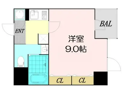 ルクレ西長堀(1K/4階)の間取り写真