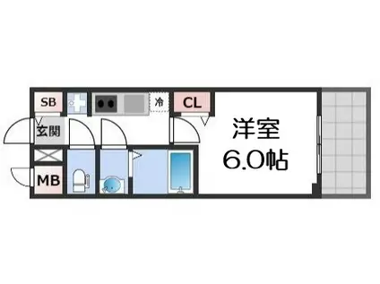 プレサンス四天王寺前夕陽ヶ丘 凛宮(1K/8階)の間取り写真