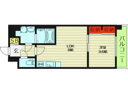 ALIVIS緑橋(1LDK/1階)の間取り写真