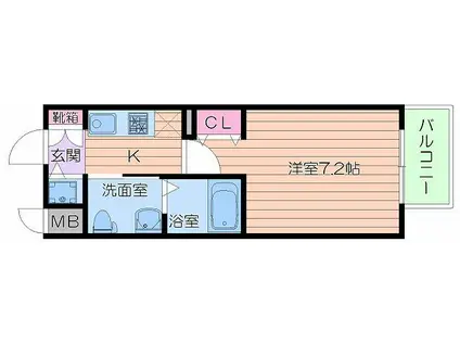 グランルージュ中之島南(1K/10階)の間取り写真