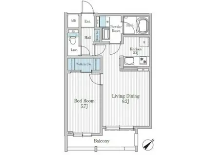 モクシオン大阪ベイ(1LDK/2階)の間取り写真
