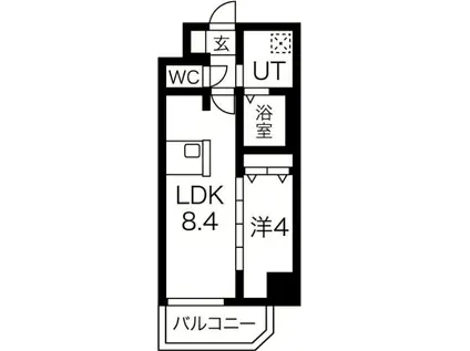スプランディッド難波ウエスト(1LDK/15階)の間取り写真