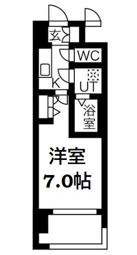コスモリード大阪福島(1K/7階)の間取り写真