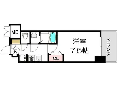 プレサンス堺筋本町センティス(1K/7階)の間取り写真