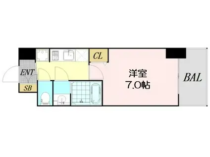 ソルテラスOSAKA緑橋クレアスト(1K/13階)の間取り写真