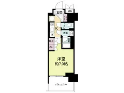 ルネフラッツ谷町四丁目(1K/7階)の間取り写真