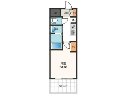 エステムコート難波サウスプレイス8ハイド(1K/6階)の間取り写真