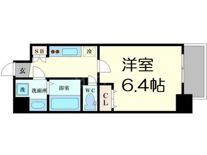 ジアコスモ九条シエル(1K/4階)の間取り写真