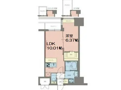 VINOプレジオ本町(1LDK/8階)の間取り写真