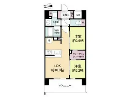 ソルレヴェンテ新梅田(2LDK/9階)の間取り写真