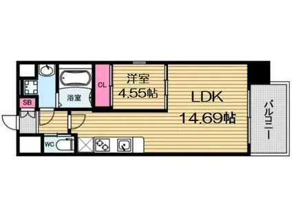レオングラン本町橋(1LDK/4階)の間取り写真