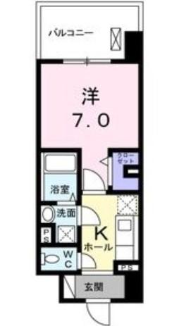 ヴァンヴェール森の宮(1K/2階)の間取り写真