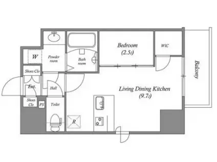 AFFLUENCE難波イースト(1LDK/7階)の間取り写真