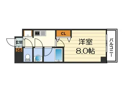 ONE ROOF FLAT TENJINBASHI(1DK/11階)の間取り写真