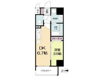 ソルテラス本庄西クレアスト(1DK/5階)の間取り写真