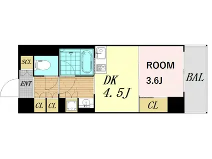 エル・セレーノ大阪天神橋(1DK/5階)の間取り写真