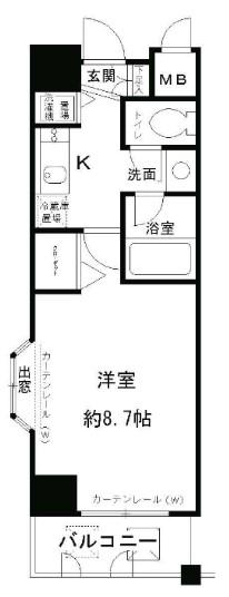 コンフォルトK(1K/6階)の間取り写真