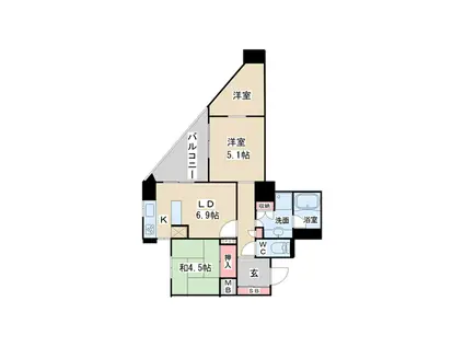 ラヴィータ日本橋(2LDK/14階)の間取り写真