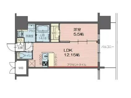 プレジオ九条(1LDK/11階)の間取り写真