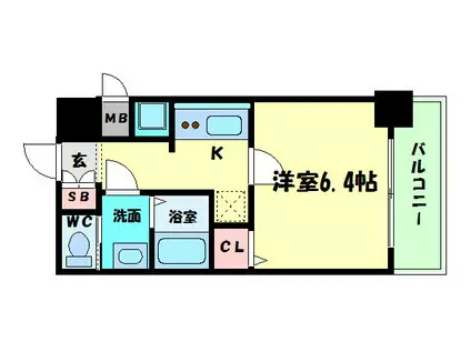 プレサンス難波フィネスト(1K/9階)の間取り写真