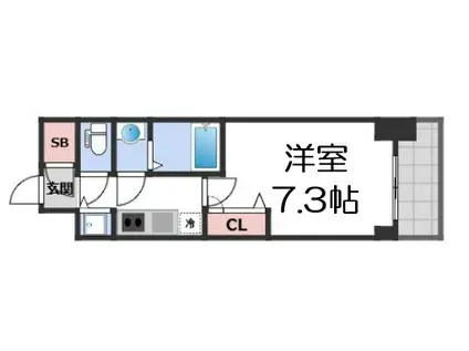 プランドール北浜(1K/14階)の間取り写真