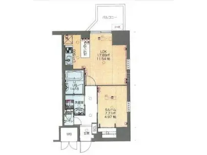 プレジオ本町(1DK/3階)の間取り写真