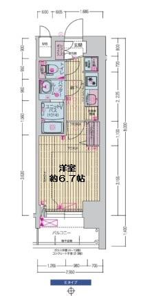 プレサンス谷町九丁目ディセオ(1K/12階)の間取り写真