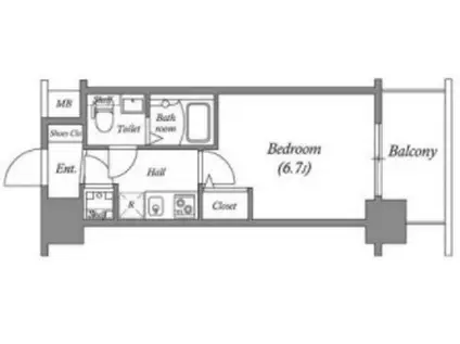 アドバンス新大阪ラシュレ(1K/6階)の間取り写真