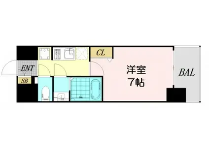 プレサンス大国町アドロッソ(1K/14階)の間取り写真