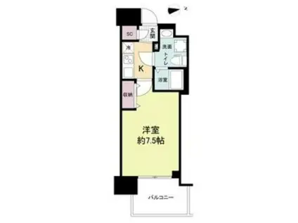 セレニテ谷九プリエ(1K/7階)の間取り写真