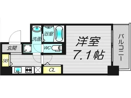 アドバンス上町台シュタット(1LDK/14階)の間取り写真
