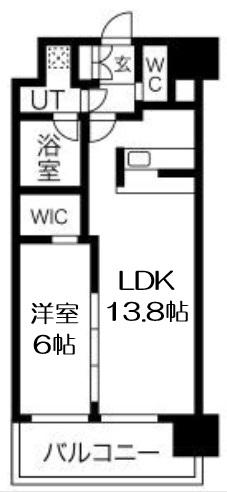 グランカーサ難波元町(1LDK/13階)の間取り写真