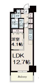 DIMUS北浜(1LDK/12階)の間取り写真
