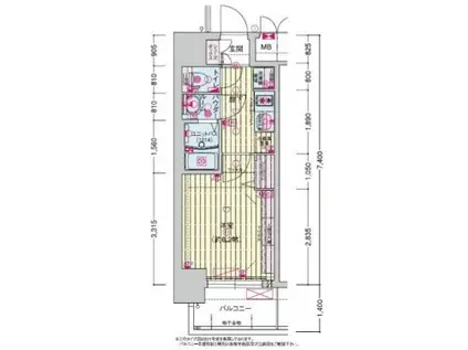 プレサンス鶴橋トレヴィエ(1K/5階)の間取り写真