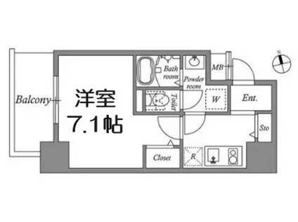 アドバンス上町台シュタット(1K/10階)の間取り写真