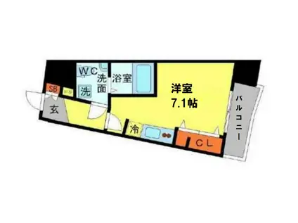 AFFLUENCE難波(ワンルーム/5階)の間取り写真