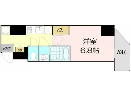 アドバンス難波南ノエル(1K/11階)の間取り写真