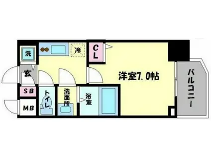 リッツ難波南Ⅱ(1K/10階)の間取り写真