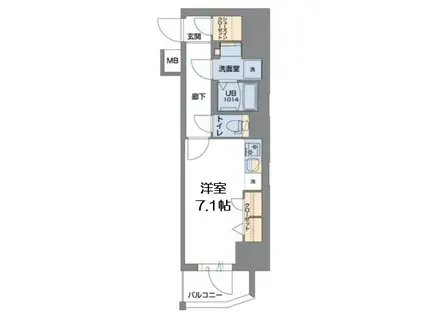 METROSA谷町六丁目サウス(ワンルーム/3階)の間取り写真